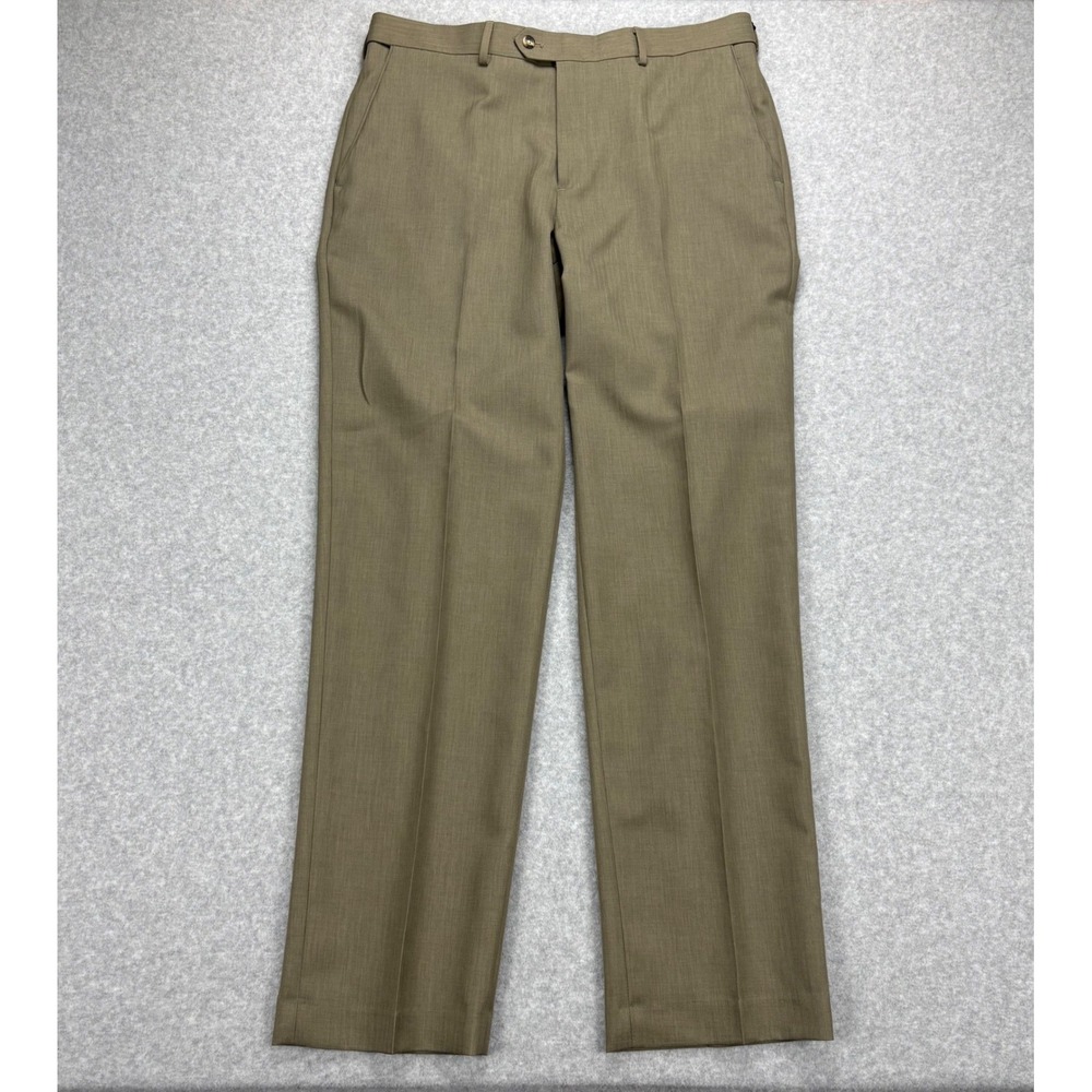 Croft‎ & Barrow Dress Pants Mens 36x34 Brown Classic Fit Flat Front Professional